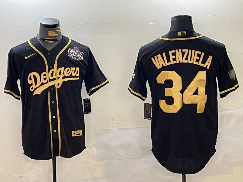 Men Los Angeles Dodgers #34 Valenzuela Black Gold Game 2024 Nike MLB Jersey style 10293